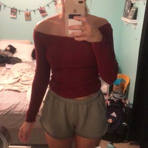 off the shoulder long sleeve shirt